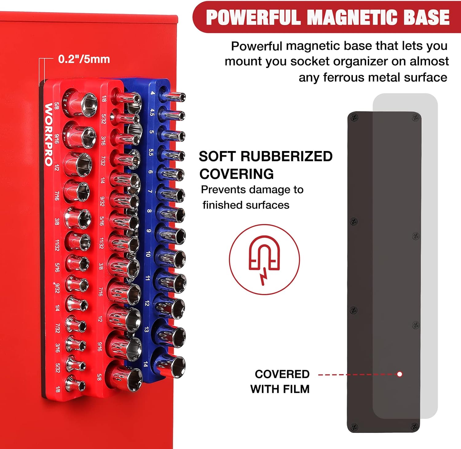 WORKPRO 1/4-inch Magnetic Socket Organizer Set (Sockets Not Included)