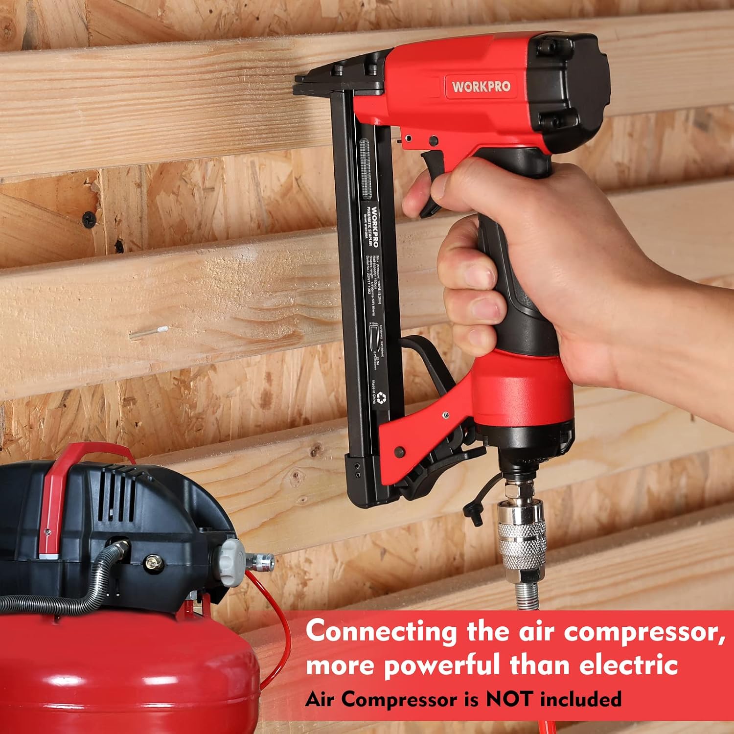 WORKPRO Pneumatic 22 Gauge Staple Gun, 7116 Upholstery Stapler with 1884pcs Staples 1/4” to 5/8”