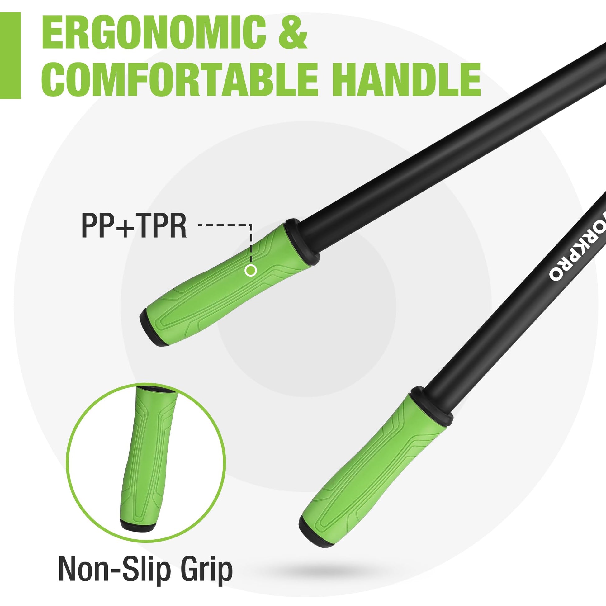 Bypass lopper with green non-slip grip handles and black shafts