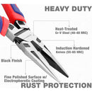 WORKPRO Premium 8” Needle Nose Pliers, Paper Clamp Precision, Heavy-Duty CRV Steel, Large Soft Grip with Wire Cutter, Long Nose Cutting Pliers, W031269