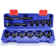 Crowfoot wrench set in blue storage case with red latches and multiple metric heads