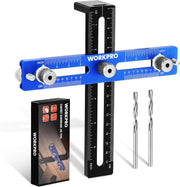 WORKPRO cabinet hardware jig kit with blue guide rail and included drill bits