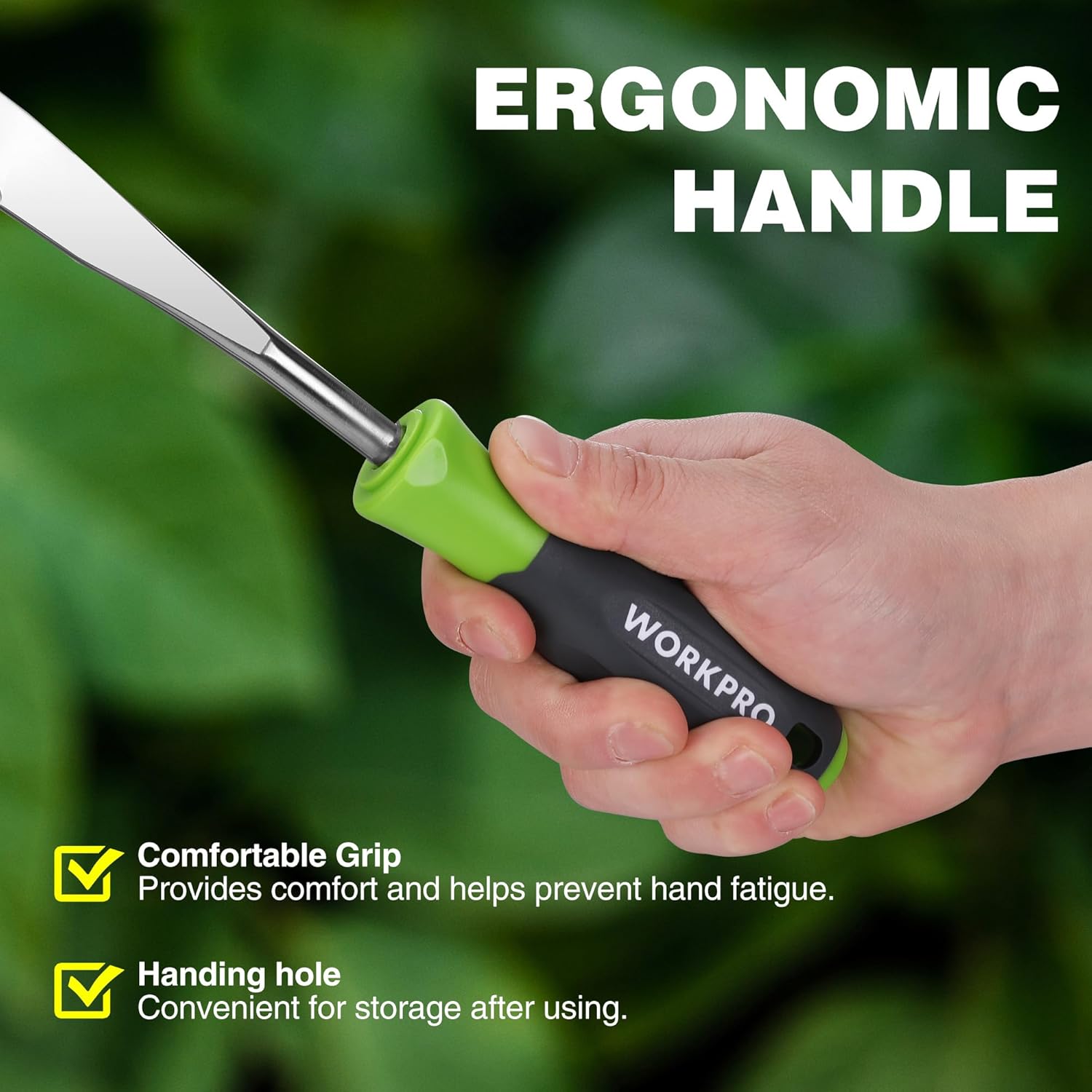 Ergonomic soft-grip handle crack weeder tool with L-shaped stainless steel blade