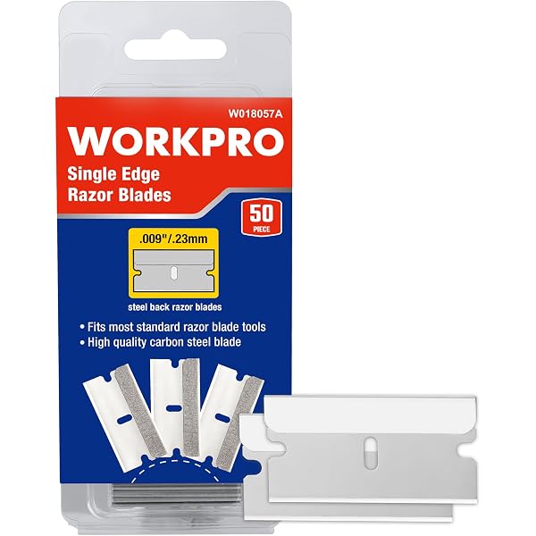 WORKPRO single-edge razor blades, 50-pack in retail blister package