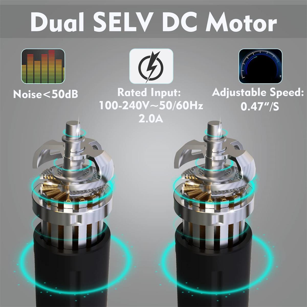 Dual motor base components under the workbench tabletop