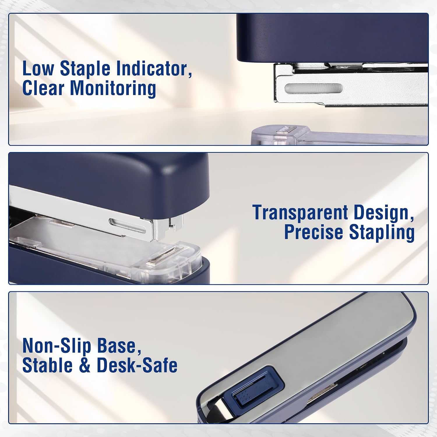 WORKPRO 2-in-1 stapler with staples, blue plastic housing, rear push button storage compartment for secure durable use