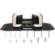 Boot scrubber replacement parts set with twin black bristle brushes, screws, and bolts