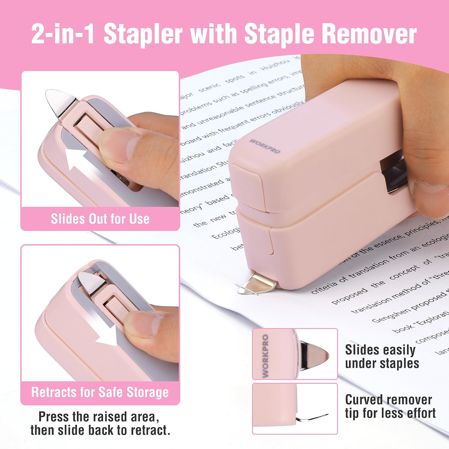 WORKPRO 2-in-1 stapler with staple remover black office stapler with secure storage for 24 6 staples