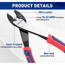 WORKPRO 9.5" Wire Cutter/Crimper, Wire Crimping/Cutting Tool for 10-22 AWG Terminals and Connectors, Designed for Insulated and Non-Insulated Connections
