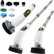 Set of replaceable brush heads with cordless spin scrubber attachments, white and green