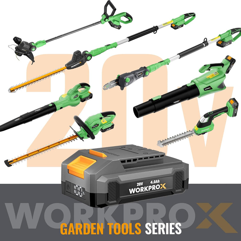 WORKPROX 20V Electric Cordless Leaf Blower, Variable Speed, 4.0Ah Battery & ype-C Charging Cable Included