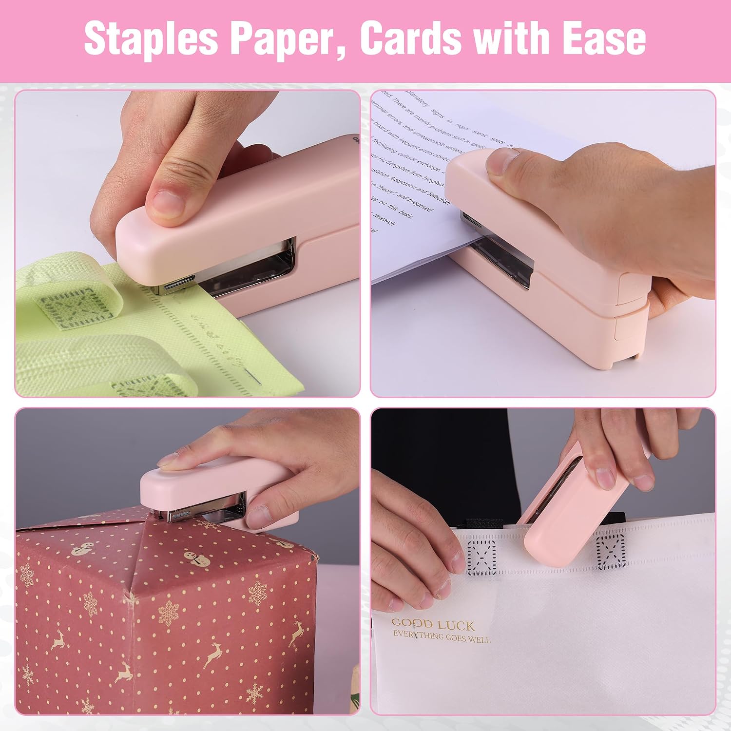 WORKPRO 2 in 1 stapler with staples and staple remover, pink office stapler with secure, durable operation