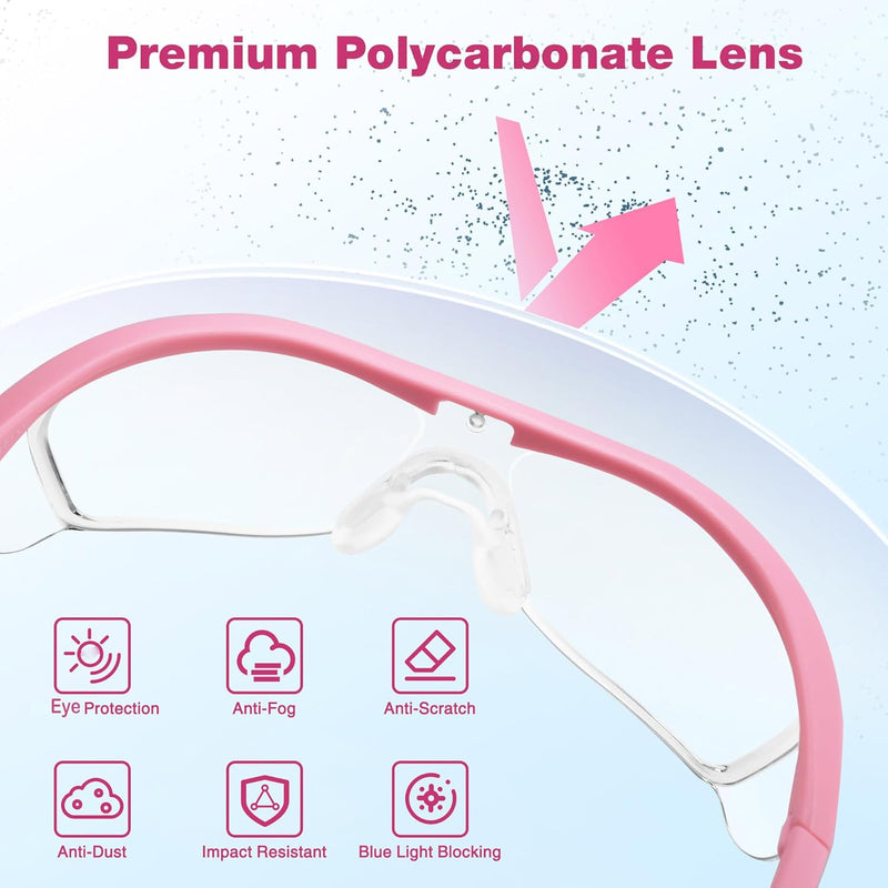 WORKPRO 3-Pack Z87.1 Anti Fog Eye Protection Safety Goggles- Pink Ribbon