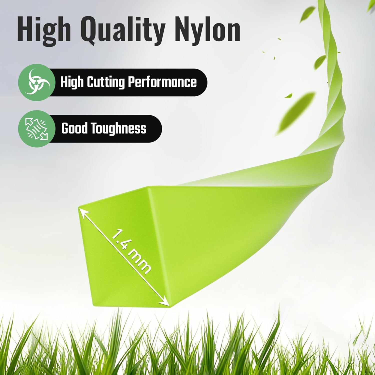 Lime green nylon trimmer line, star-shaped replacement cord spool