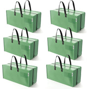 Six-pack of green extra-large moving tote bags with zipper and reinforced handles