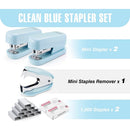 WORKPRO Mini Stapler with Staples, Blue Stapler Set Includes Two Small Staplers, One Staple Remover, 2000 Standard Staples, Lock Design, Non-Slip Base - Staplers for Desk, Classroom, Office