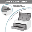 WORKPRO Small Desktop Drawer Organizer With 2 Drawers, Flip-Top Lid, Durable ABS Storage Box With PP Feet Pads, Lightweight Storage Case For Office Supplies, Desk Accessories and Crafts - Grey and White