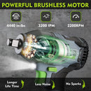 WORKPRO 20V Cordless Impact Wrench 1/2 in, Brushless Impact Gun with Battery and Charger, High Torque 370 ft-lbs (500N.m), LED Work Light and Belt Clip Included