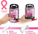 WORKPRO 100 Pcs SK5 Carbon Steel Utility Knife Blades Replacement with Dispenser - Pink Ribbon