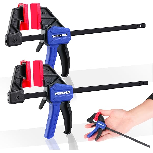 WORKPRO 6" Mini Bar Clamps for Woodworking, One-Handed Clamp/Spreader, Light-Duty Screw-Change F Clamp with 50lbs Load Limit, 2PC