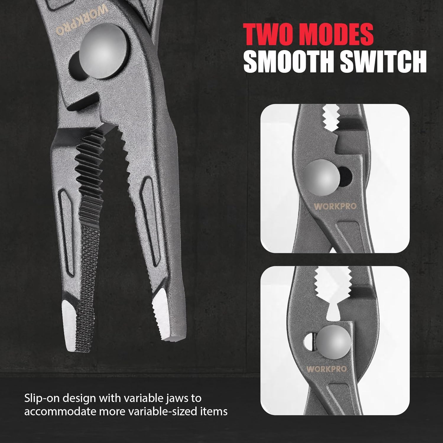 Long nose slip joint pliers, blue grips, serrated jaws and slip-joint pivot