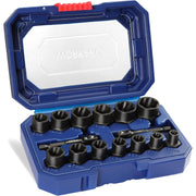 WORKPRO blue storage case holding assorted black impact sockets and adapters