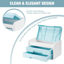 WORKPRO Small Desktop Drawer Organizer with 2 Drawers, Flip-Top Lid, Durable ABS Storage Box with PP Feet Pads, Lightweight Storage Case for Office Supplies, Desk Accessories and Crafts - Blue and White