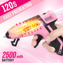 WORKPRO 3.6V Cordless Hot Glue Gun (Upgrade), with 20 Pcs Premium Mini Glue Sticks- Pink Ribbon