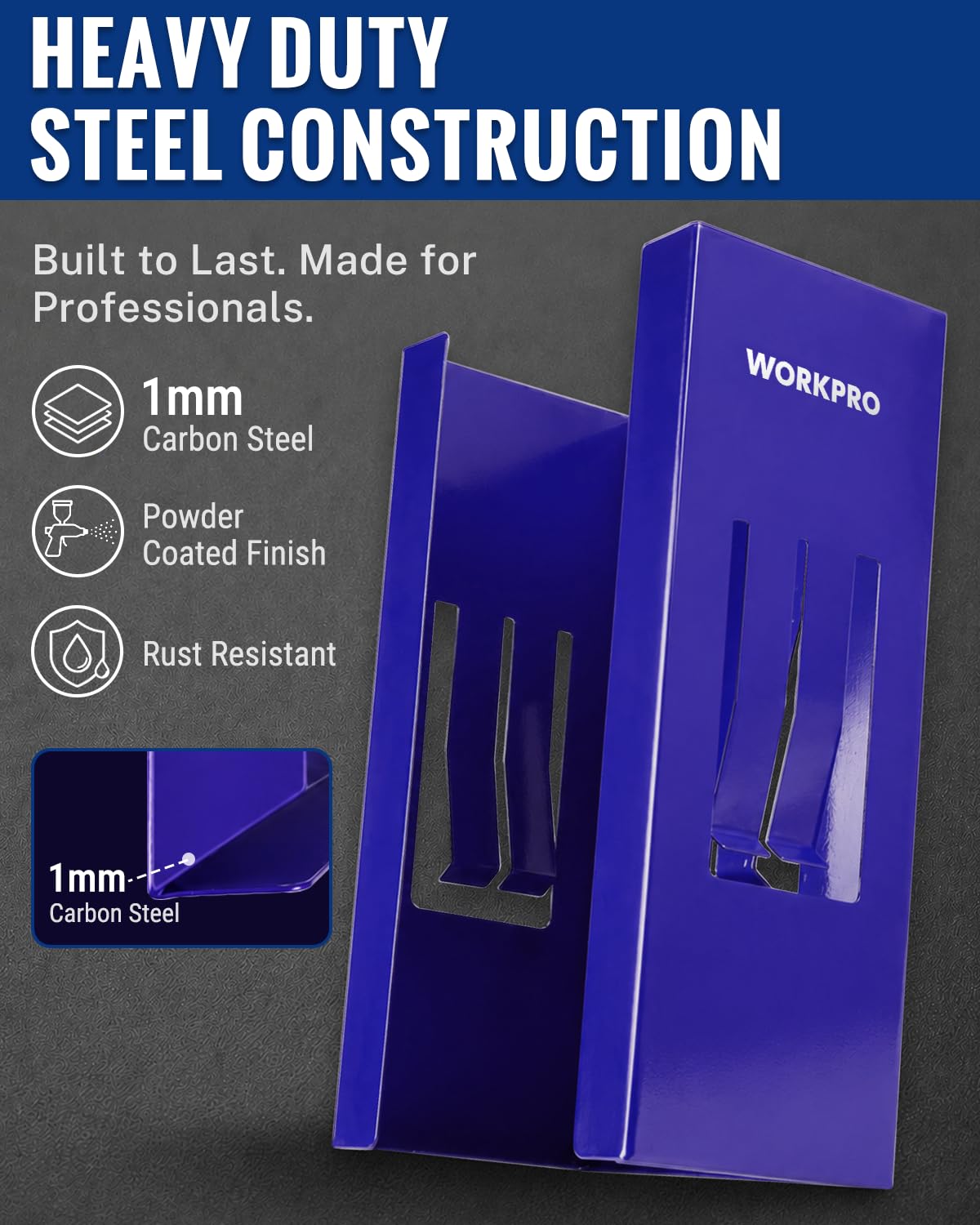 WORKPRO Magnetic Glove Dispenser, Heavy Duty Steel Glove Box Holder with 4 Strong Magnets, Wall Mount Glove Holder for Nitrile Gloves, Garage, Workshop, Warehouse and Laboratory