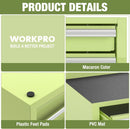 WORKPRO 12.5" Mini Tool Box with 2 Drawers & 1 Open Top Storage, Small Metal Tool Chest with PVC Liners & PP Feet Pads, Cold Rolled Steel Toolbox with Drawer Liners & Magnetic Tabs, Macaron Green