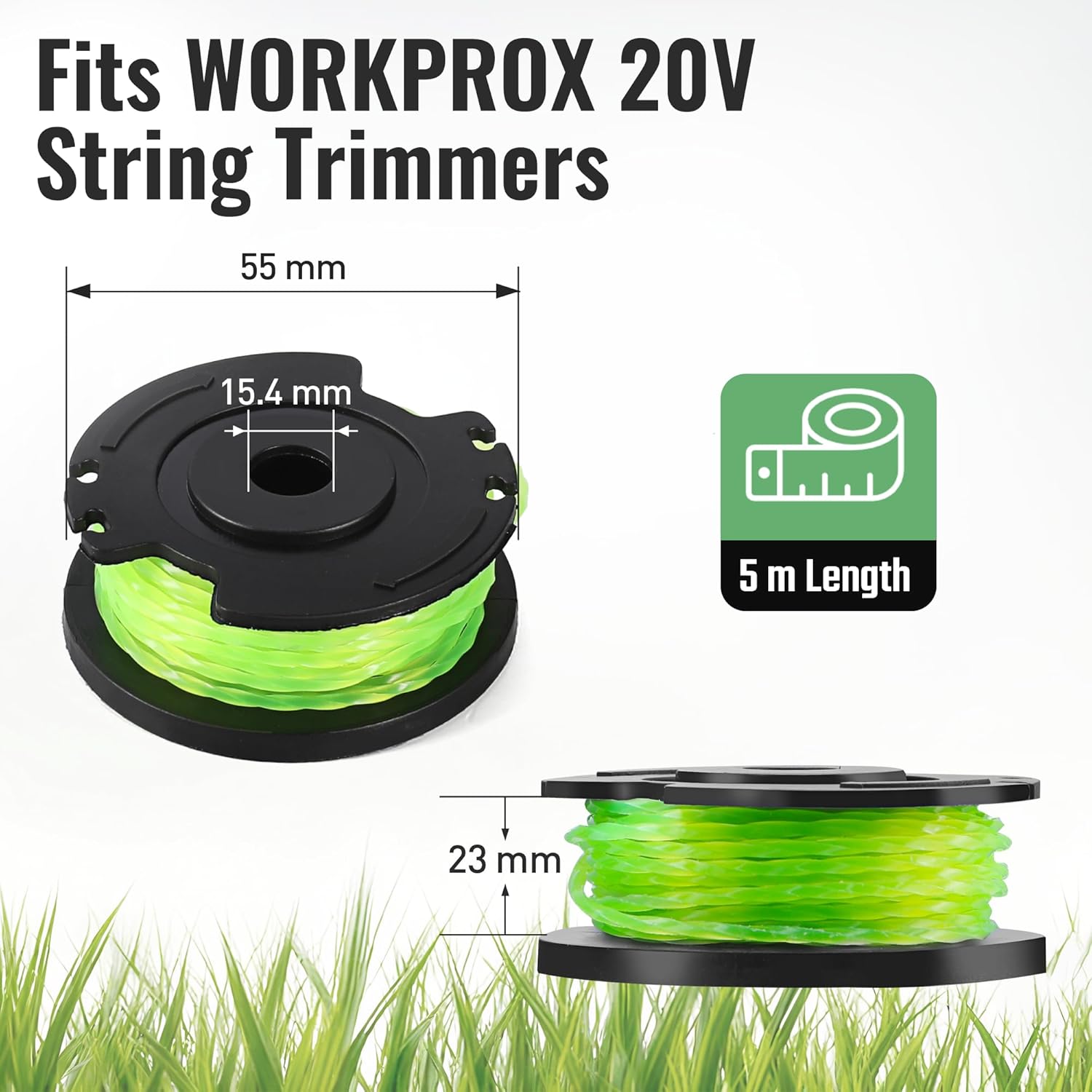 Green star-shaped nylon trimmer line spool for WORKPROX string trimmers