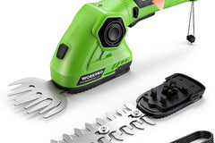 WORKPRO Cordless Grass Shear & Shrubbery Trimmer 2 in 1 Handheld Hedge Trimmer 7.2V Electric Grass Trimmer Hedge Shears, Green