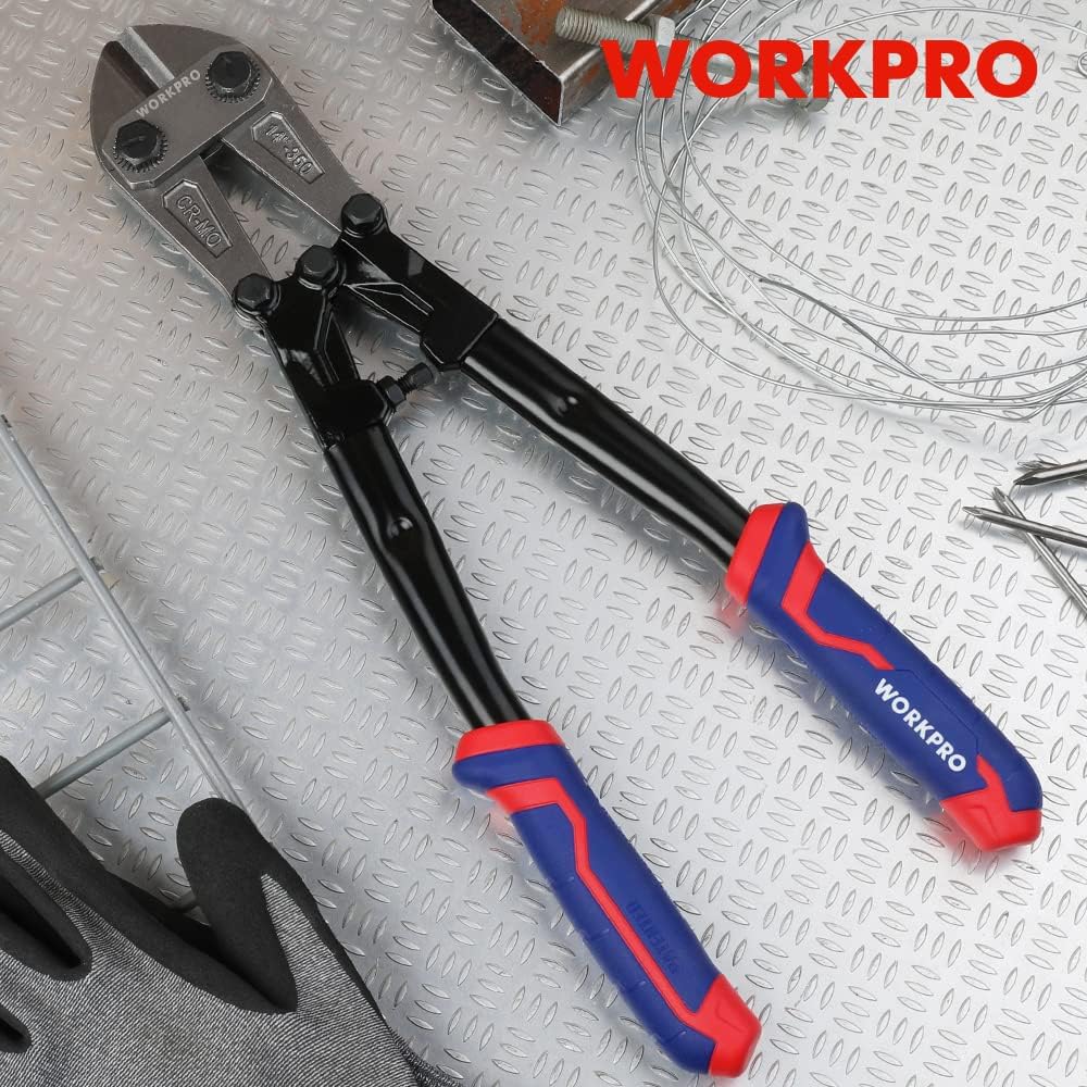 WORKPRO 14 Inch Bolt Cutter, Tri-Material Handle with Comfort Grip