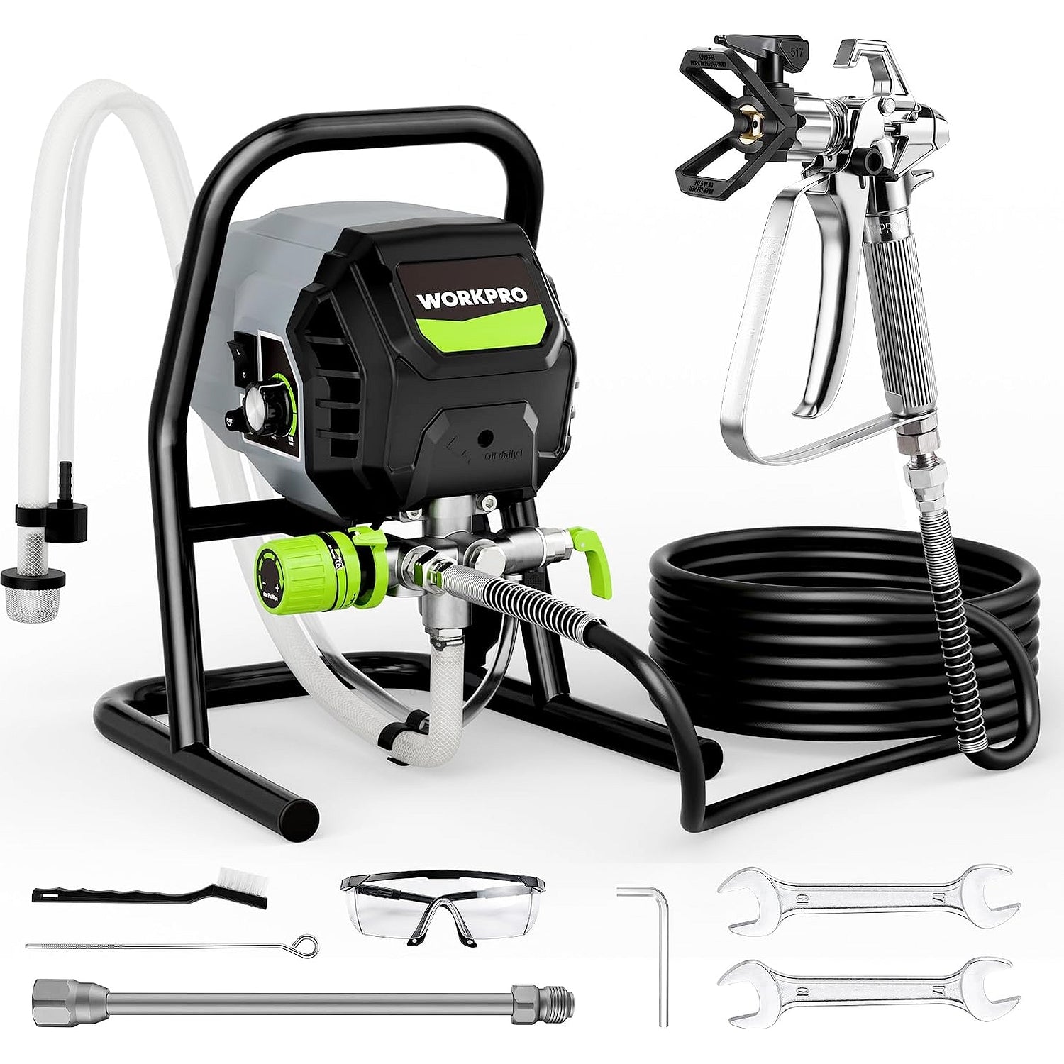 WORKPRO 700W Airless Paint Sprayer, 2900PSI High Efficiency Thinning-Free Electric Paint Sprayer with Extension Rod, Paint Sprayer for Home Interior, Exterior, Furniture, Fence & Ceilings