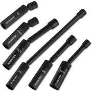 Assorted black 12-point spark plug sockets and 3/8 in drive extensions, 6-piece set