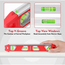 WORKPRO 12 Inch Torpedo Level, Magnetic Small Leveler Tool, Plumbing Level with Pitch Vial, Aluminum Reinforced, 4 Bubbles, V-Groove for Conduit Bending