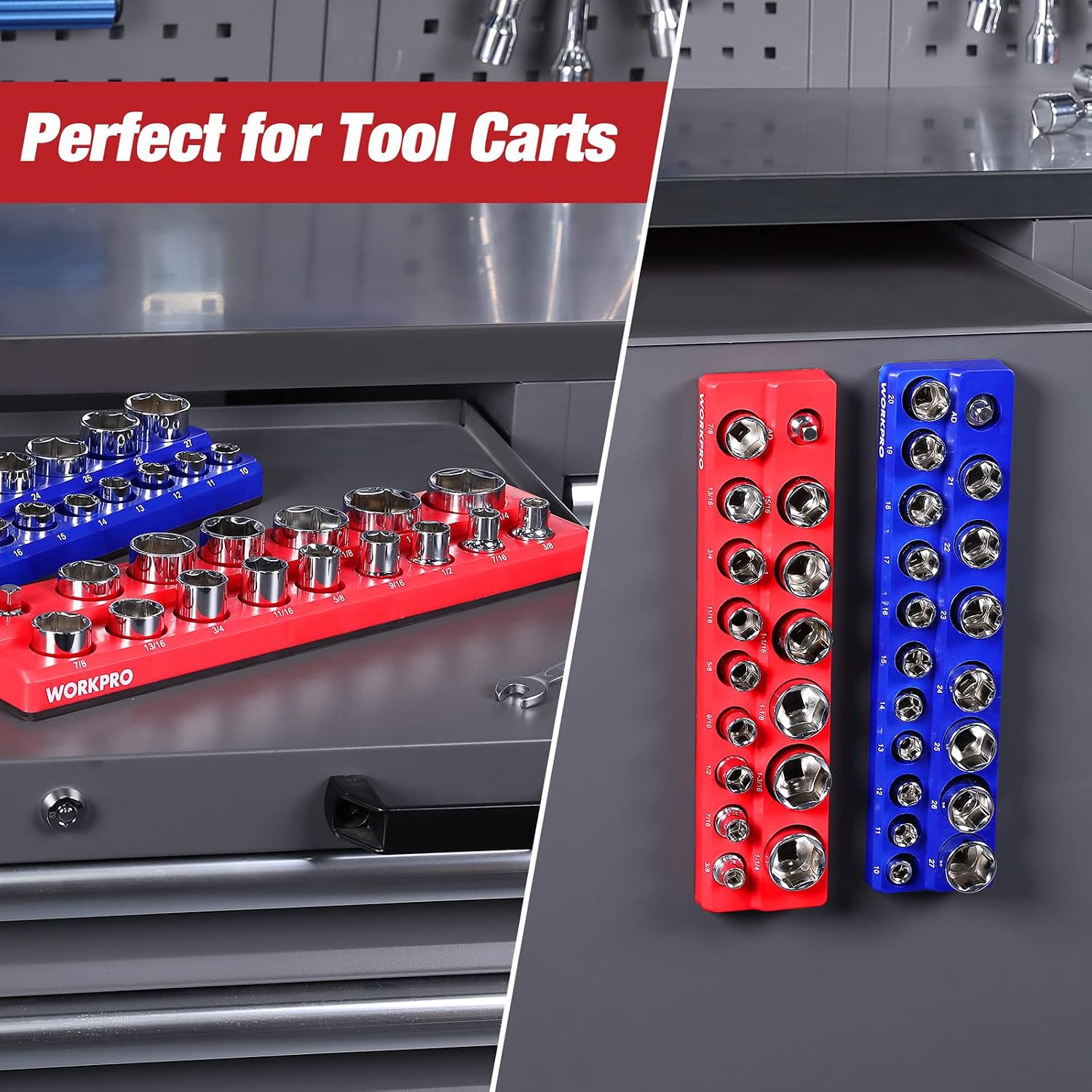 WORKPRO 1/2-inch Magnetic Socket Organizer Set (Sockets Not Included)