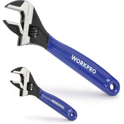 Set of two adjustable wrenches with blue handles and black adjustment jaws