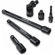 Black 1/2-in drive extension bars set with universal joint and socket adapter pieces