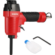 Pneumatic nail remover gun with red housing, black grip, and included accessories