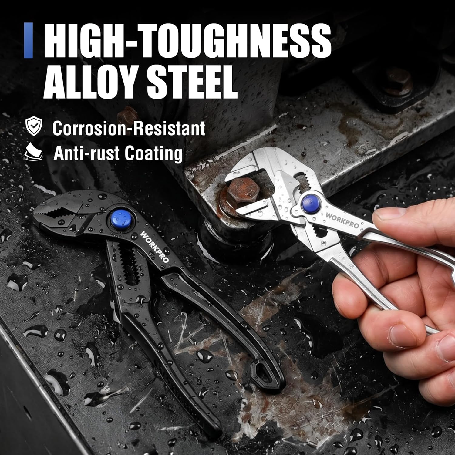 High-toughness mini alloy steel pliers pair with blue accents and anti-rust coating