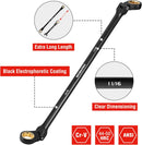 WORKPRO Extra Long Flex-Head Ratcheting Wrench Set, 5-piece Anti-Slip Double Box Wrenches Set, SAE 1/4-13/16 mm, 72-Teeth, Cr-V Steel and Black Electrophoretic Coating Wrenches with Rolling Pouch