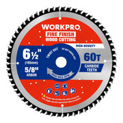 6-1/2 in circular saw blade with 60T carbide teeth, 5/8 in arbor, fine finish