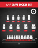 WORKPRO 1/4" Drive Socket Set, 10-Piece SAE CR-V Socket Set with Organizer | Standard & Shallow Sockets, External Hex Socket, 5/32" to 9/16", 6-Point, Size Markings, PVC Socket Rail, for Auto Repairs