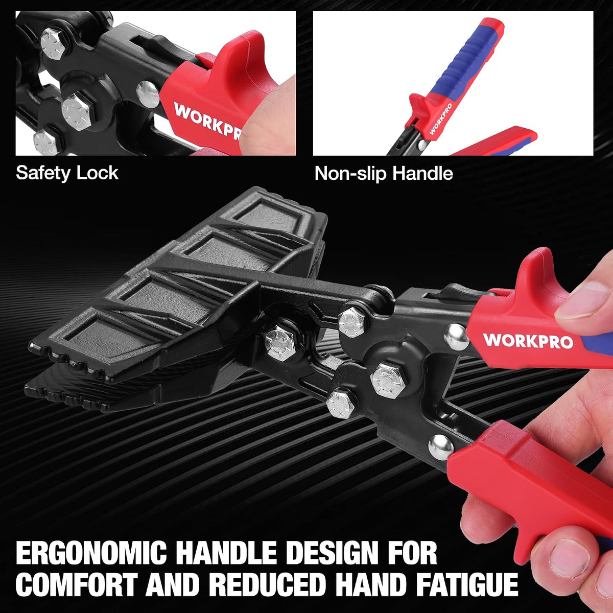 WORKPRO Hand Seamer Tool, 6-Inch Sheet Metal Bender, Heavy-Duty Steel Sheet Metal Brake Pliers for Bending, Seaming, Flattening with Ergonomic Handle and Smooth Jaw
