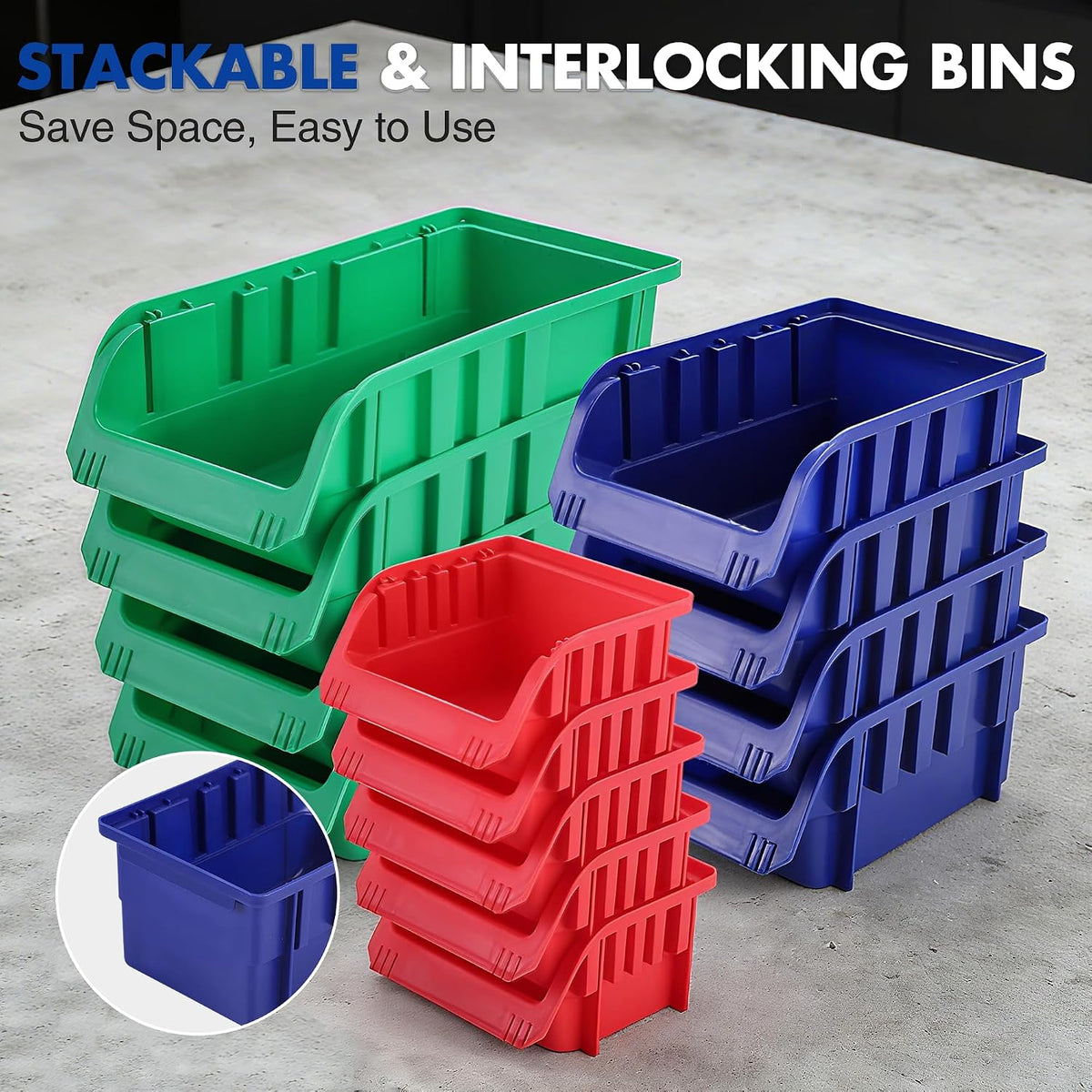 WORKPRO 44PCS Wall Mounted Storage Bins for Garage Storage | Screw organizer for Screws, Nuts, Bolts, Nails, Beads, and Small Hardware Parts, With Wall Panels