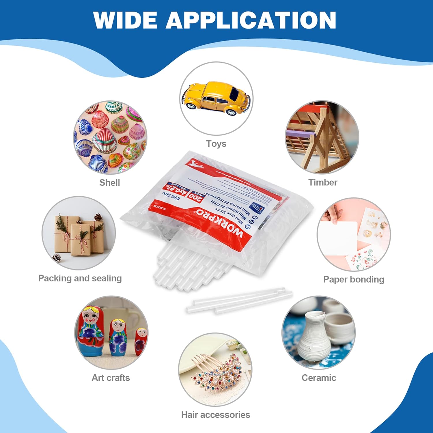 Hot glue sticks for shells, toys, timber, paper bonding, and ceramic crafting projects