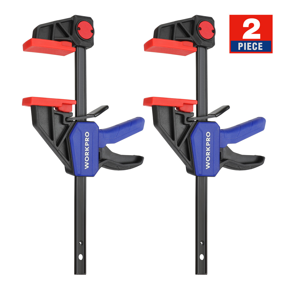 WORKPRO 6" Clamps for Woodworking 2-Pack, Light Duty Wood Clamps | Quick-Release, One Hand 150 LBS Load Limit, Woodworking and DIY Projects