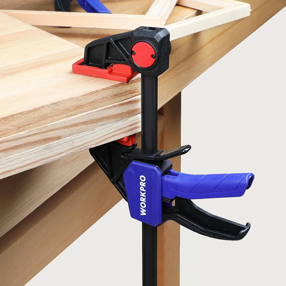 WORKPRO 6" Clamps for Woodworking 2-Pack, Light Duty Wood Clamps | Quick-Release, One Hand 150 LBS Load Limit, Woodworking and DIY Projects