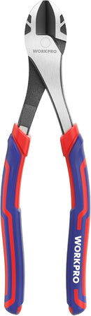 WORKPRO 8 Inch High Leverage Diagonal Pliers, CRV Steel & Anti-Slip Handle | Heavy Duty Wire Cutters / Diagonal Cutters for Cutting Copper, Brass, Iron, Aluminum & Steel Wires